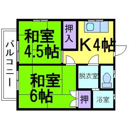 宇賀神アパートA棟の物件間取画像